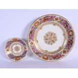 A MID 19TH CENTURY FRENCH LOUIS PHILLIPE SEVRES PORCELAIN PLATE together with a matching smaller one
