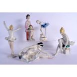 FIVE VINTAGE RUSSIAN USSR PORCELAIN FIGURES. Largest 24 cm high. (5)