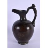 A 19TH CENTURY ITALIAN GRAND TOUR BRONZE EWER formed with a figural handle. 14.5 cm high.