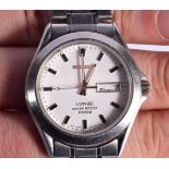 STAINLESS STEEL SEIKO SAPPHIRE WATCH. Dial 4cm incl crown, weight 92.7g