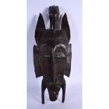 AN AFRICAN TRIBAL SENUPO KPELE MASK. 45 cm x 17 cm. Provenance: Ex Neatham Mill Collection.
