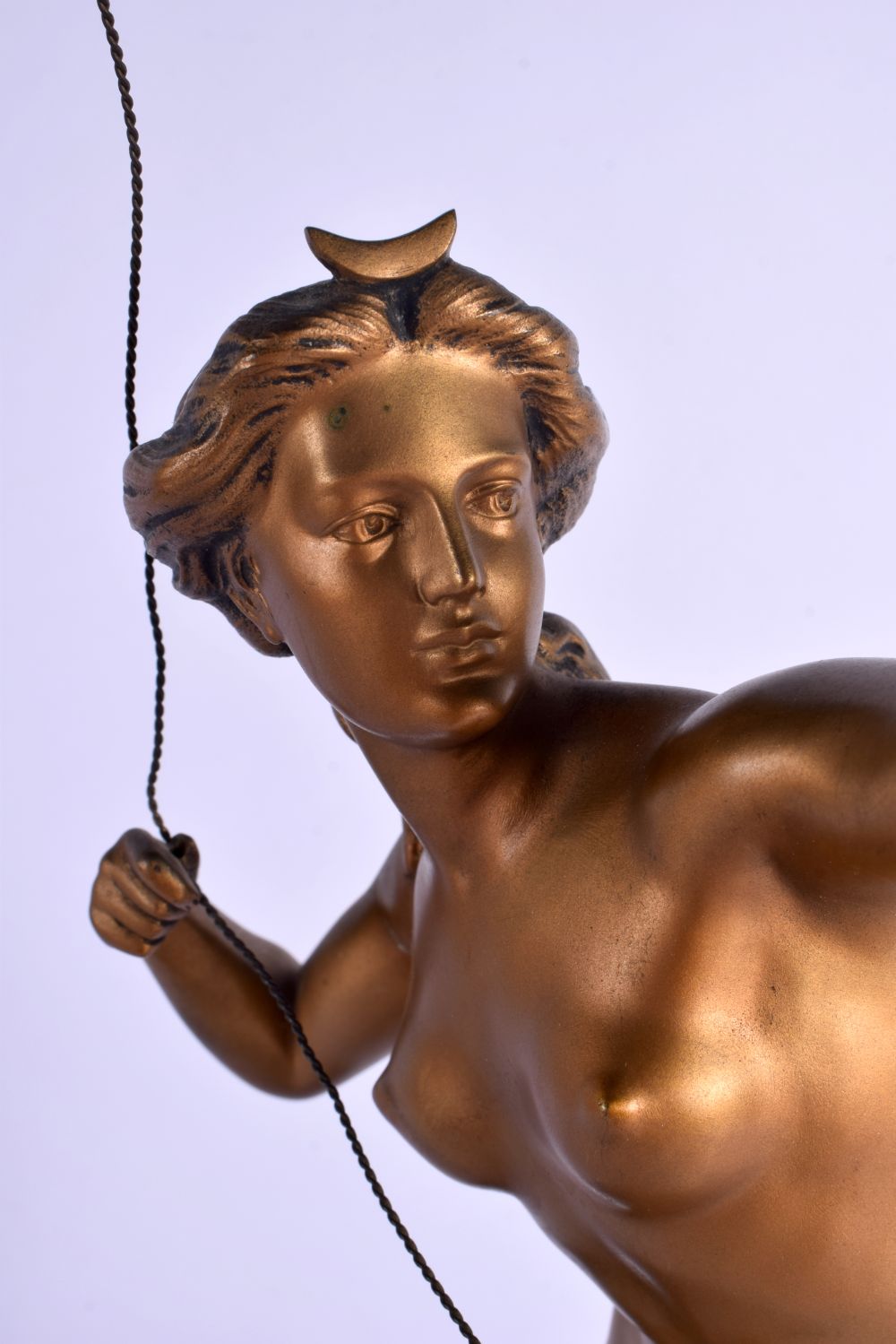 Professor Otto Poertzel (C1920) Gilt bronze, Diana with hound. 47 cm x 14 cm. - Image 3 of 8