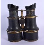 A PAIR OF VINTAGE H H & SON OF LIVERPOOL BINOCULARS No 20981. 16 cm x 10 cm open.