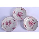 A RARE SET OF THREE 18TH CENTURY FRENCH STRASBOURG TIN GLAZED PLATES Attributed to Joseph Hannong. 2