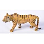 A COLD PAINTED BRONZE TIGER. 5.4cm x 10.4cm x 3cm, weight 304g
