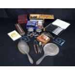 Miscellaneous collection , chess set, vintage razor, MOP cutlery set , thermometer etc (Qty).