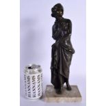 AN ANTIQUE EUROPEAN BRONZE OF A FEMALE. 35 cm high.