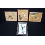 A collection of framed Chinese watercolours 32 x 25 cm (4)