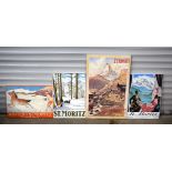 A collection of French Ski resort posters printed on board largest 92 x 60 cm (4)