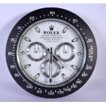 A ROLEX SHOP DISPLAY ADVERTISING WALL CLOCK. 33 cm diameter.