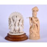 A FINE 19TH CENTURY ANGLO INDIAN CARVED IVORY FIGURE OF BUDDHAS modelled riding a peacock, together