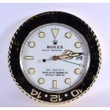 A ROLEX SHOP DISPLAY ADVERTISING WALL CLOCK. 33 cm diameter.