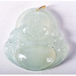 A CHINESE ICY JADE PENDANT IN THE FORM OF A BUDDHA. 5.1cm x 5.1cm x 1.3cm, weight 41.6g