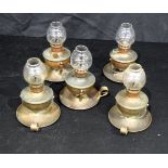 A collection of small vintage oil lamps. 16cm (5).