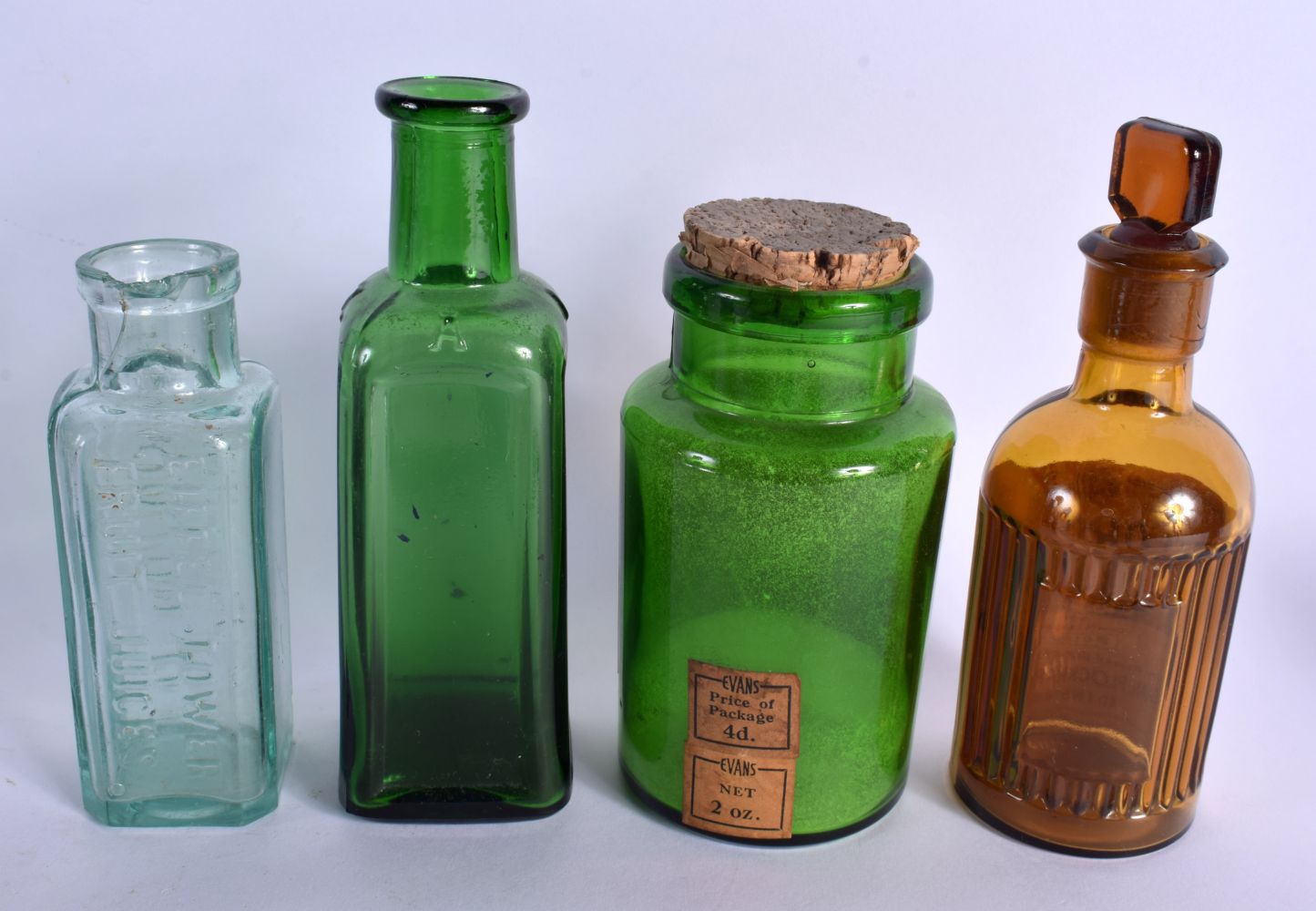A COLLECTION OF VINTAGE GLASS POISON BOTTLES in various forms and sizes. (qty) - Image 7 of 11