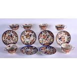 SIX 19TH CENTURY STEVENS AND HANCOCK DERBY IMARI CUPS AND SAUCERS. (12)