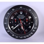 A ROLEX SHOP DISPLAY ADVERTISING WALL CLOCK. 33 cm diameter.