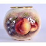 ROYAL WORCESTER FRUIT PAINTED SPIRALLY MOULDED VASE SIGNED BY DELANEY BLACK MARK SHAPE G161 DATE COD