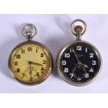 TWO MILITARY POCKET WATCHES. 5cm diameter (excl crown), total weight 186.5g (2)