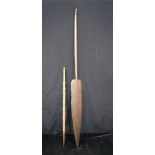 A rare early 20TH Century Gilbert Islands tribal Tebute Staff Tip with tooth mounts together with a