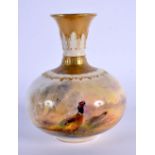 ROYAL WORCESTER VASE PAINTED WITH A BRACE OF PHEASANTS BY JAS. STINTON, SIGNED, SHAPE F110, DATE MAR