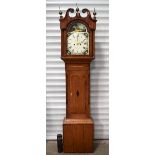 A Will and Foster grandfather clock with enamelled face 202 x 45 x 24 cm.
