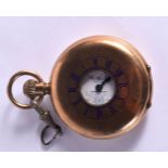 A GOLD PLATED THOMAS RUSSELL & SONS OF LIVERPOOL HALF HUNTER POCKET WATCH. 5cm diameter, weight 107