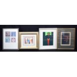 A print by Sarah Coleman dated 1985 together with three other framed prints 38 x 28 cm (4).