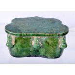 A CHINESE GREEN GLAZED POTTERY BRUSH REST. 4cm x 8.1cm, weight 106.4g