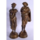 Leopold Harze (19th/20th Century) Bronze, Pair, Male and female. 29 cm high.