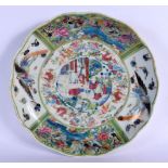 A VERY RARE 19TH CENTURY JAPANESE MEIJI PERIOD FAMILLE ROSE DISH unusually Chinese decorated in Cant