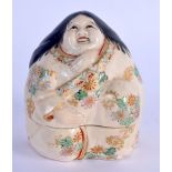 A RARE EARLY 20TH CENTURY JAPANESE MEIJI PERIOD SATSUMA BOX AND COVER formed as a female in floral r