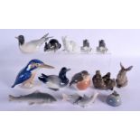 A GROUP OF COPENHAGEN PORCELAIN ANIMALS C1940 to 1970. (13)