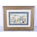 An Islamic decorated Ivory panel depicting musicians and dancers 12 x 20cm