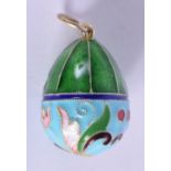 CONTINENTAL SILVER ENAMEL EGG PENDANT, Stamped 84, 2.5cm X 1.7cm, WEIGHT 5.8g