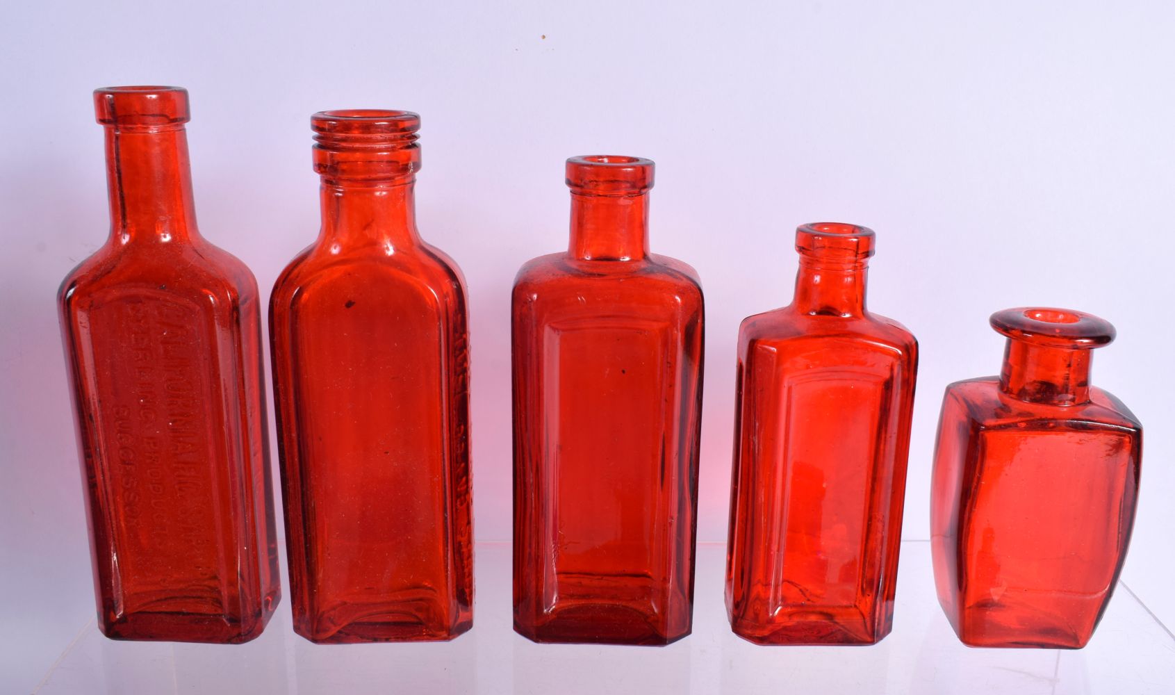 A COLLECTION OF VINTAGE GLASS POISON BOTTLES in various forms and sizes. (qty) - Image 4 of 11