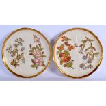 ROYAL WORCESTER PAIR OF JAPANESE STYLE MOULDED DISHES PAINTED WITH FLOWERING PLANTS DATE CODE Y 23.5