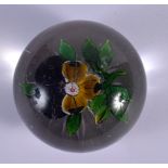 AN ANTIQUE FRENCH SINGLE FLOWER GLASS PAPERWEIGHT. 6 cm wide.