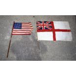 A British Royal Navy Ensign together with a flag of America largest 100 x 62 cm (2).