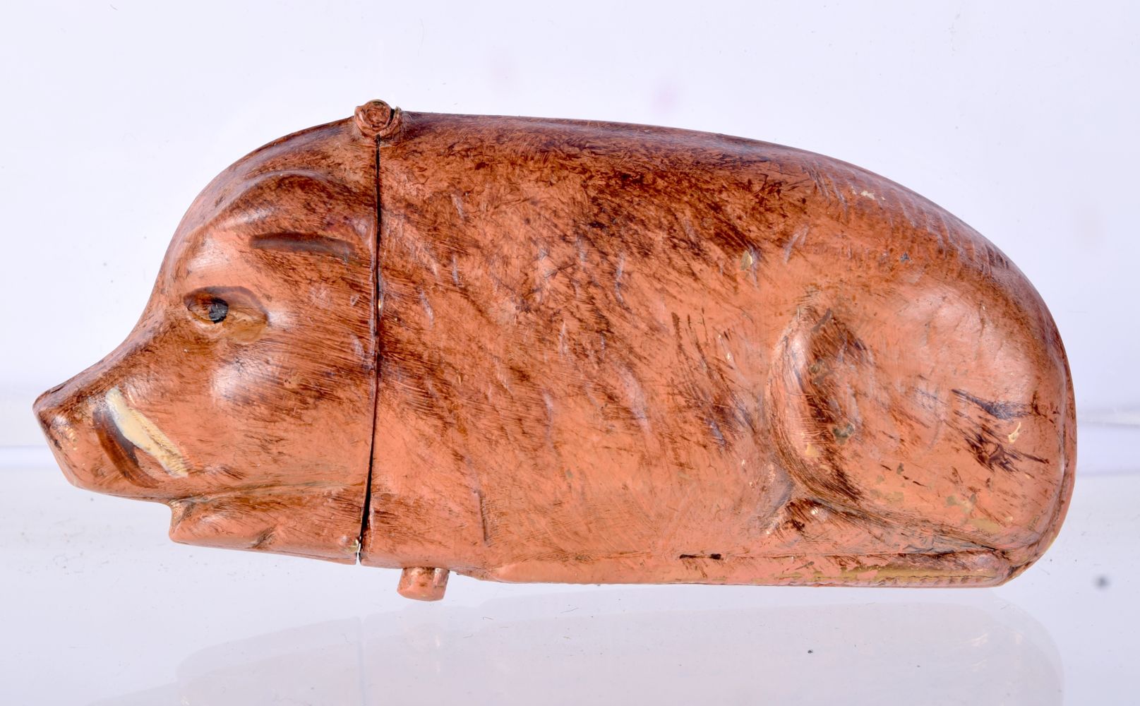 A NOVELTY PIG VESTA CASE. 3.4cm x 7.2cm, weight 23.7g
