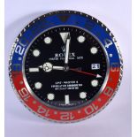 A ROLEX SHOP DISPLAY ADVERTISING WALL CLOCK. 33 cm diameter.