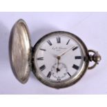 SILVER FULL HUNTER POCKET WATCH BY SCHREWER, Stamped Fine Silver, Case 5.2cm diameter, weight 106.3