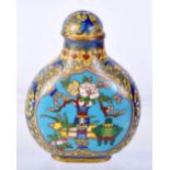 A CHINEESE CLOISONNE SNUFF BOTTLE. 6.9cm x 5.2cm x 2.8cm, weight 79.6g