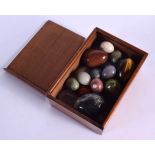 TWENTY HARDSTONE EGGS OF VARIOUS SIZES. Largest 5cm x 3.5cm