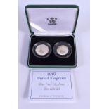 A ROYALMINT 1997 SILVER PROOF FIFTY PENCE TWO COIN SET. A new-size fifty pence coin will be introdu