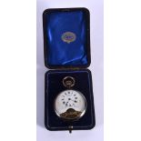 A BOXED LADIES POCKET WATCH, 8 DAY MOVEMENT. Dial 5cm, weight 69.8g