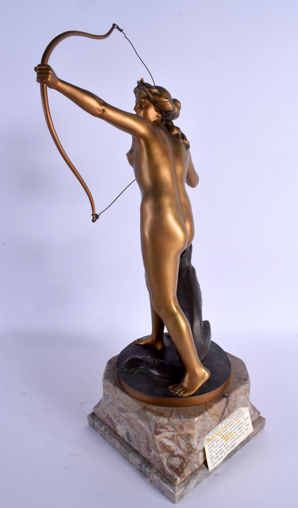 Professor Otto Poertzel (C1920) Gilt bronze, Diana with hound. 47 cm x 14 cm. - Image 4 of 8