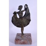 A CONTEMPORARY BRONZE FIGURE OF A DANCER. 13 cm high.