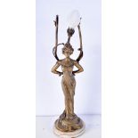 A Grisard bronze lamp in the form of a female holding branches 45 cm