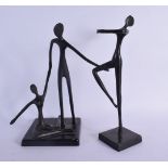 TWO CONTEMPORARY PATINATED METAL ABSTRACT FIGURES. Largest 30 cm high. (2)